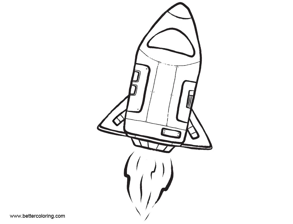 Free Rocket Ship Coloring Pages Line Art printable