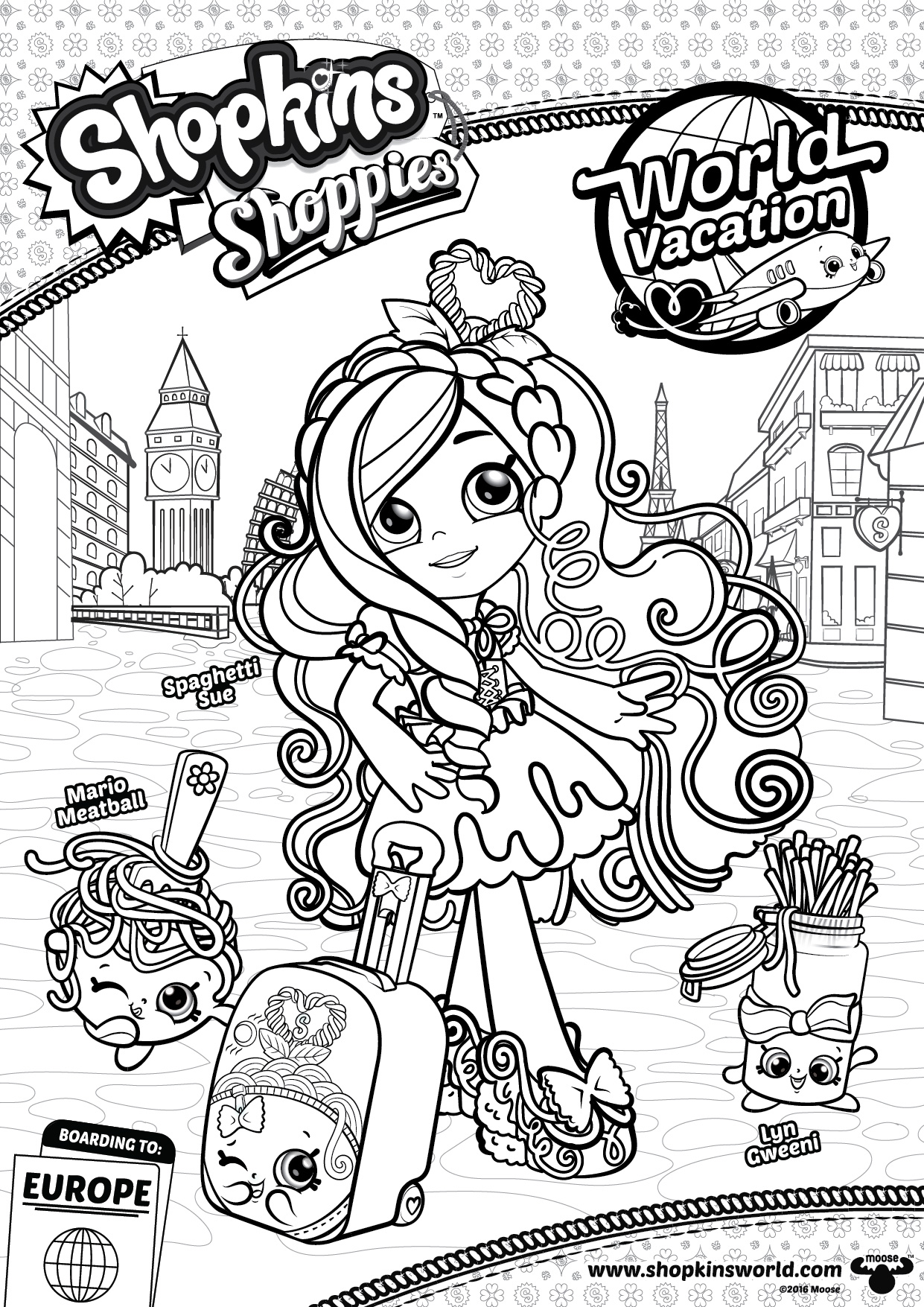 Free Shoppies Coloring Pages Spagetti Sue printable
