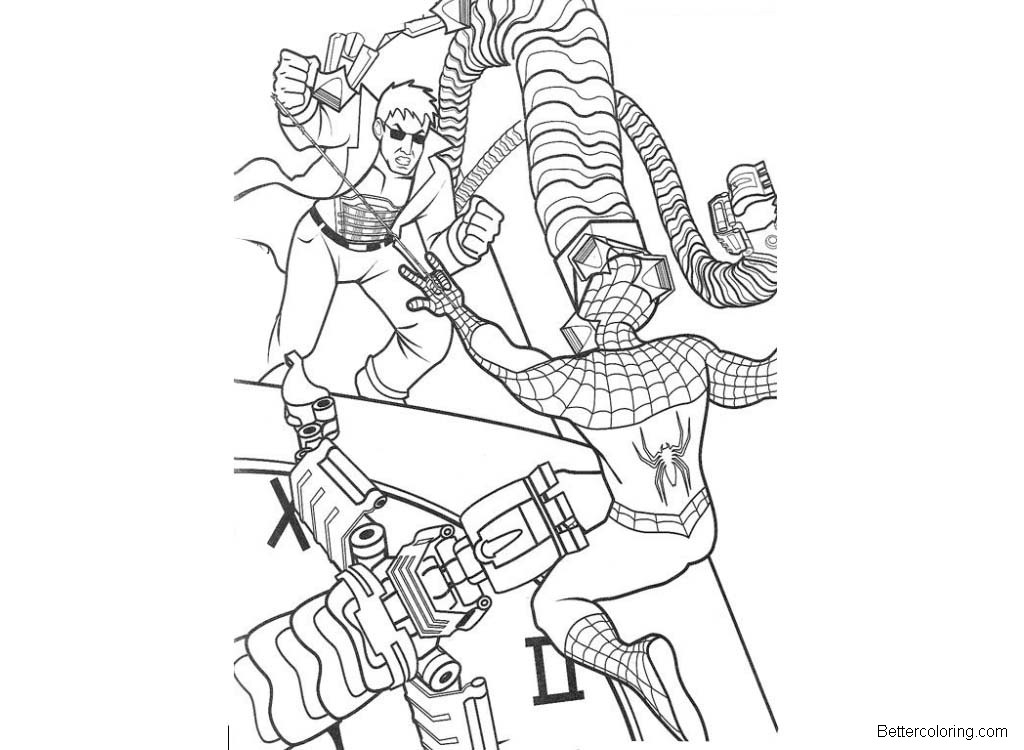 Free Spiderman Homecoming Coloring Pages Fighting printable