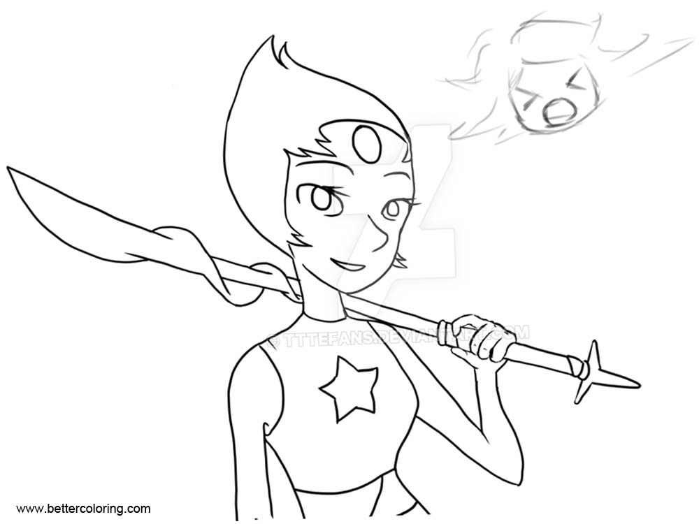 Free Steven Universe Coloring Pages Pearl Lineart by tttefans printable