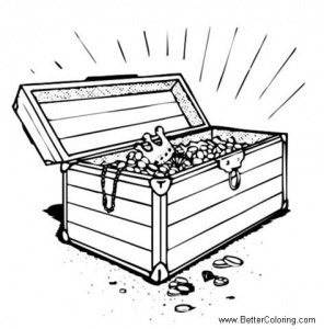 Treasure Chest Coloring Pages with Coins - Free Printable Coloring Pages