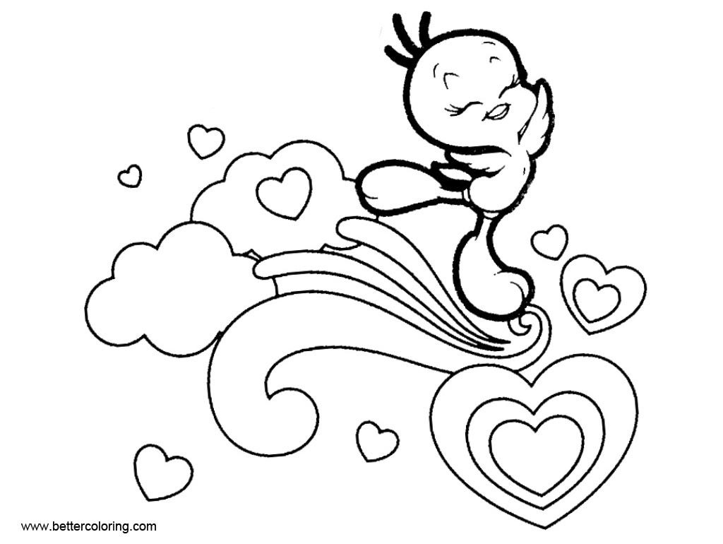 Free Tweety Bird Coloring Pages Bird On the Clouds printable
