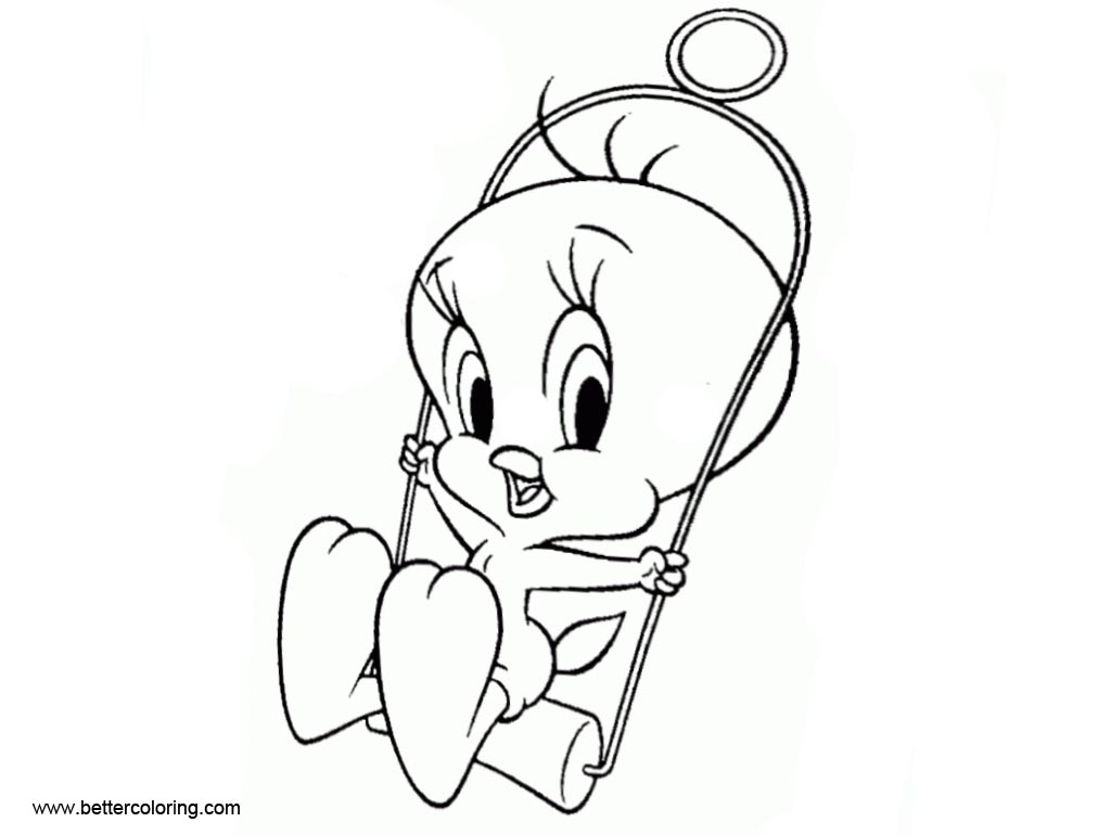 Free Tweety Bird Coloring Pages Play with Swing printable