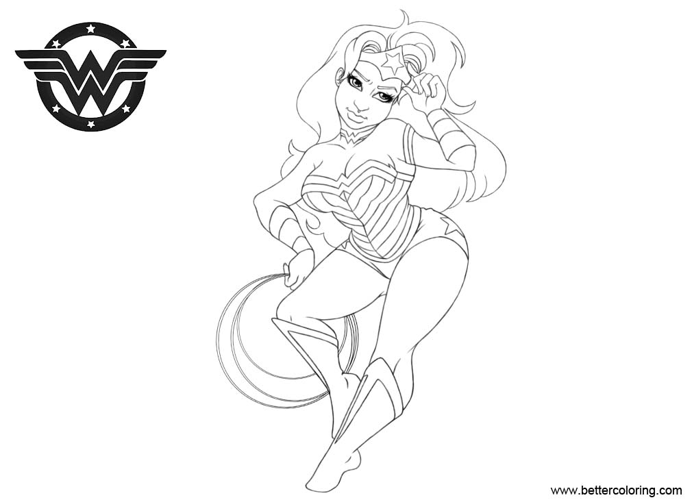 Free Wonder Woman Coloring Pages Line Drawing by huntingdaphne printable