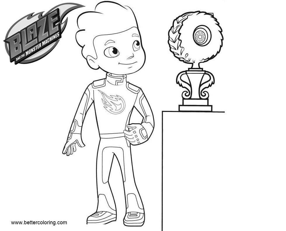Free AJ Trophy from Blaze and the Monster Machines Coloring Pages printable