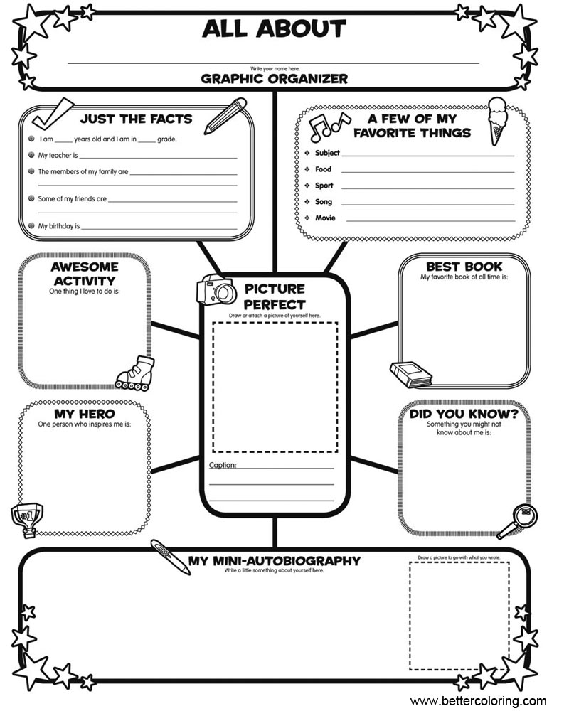 Free All About ME Coloring Pages Preschool Kids Worksheets printable
