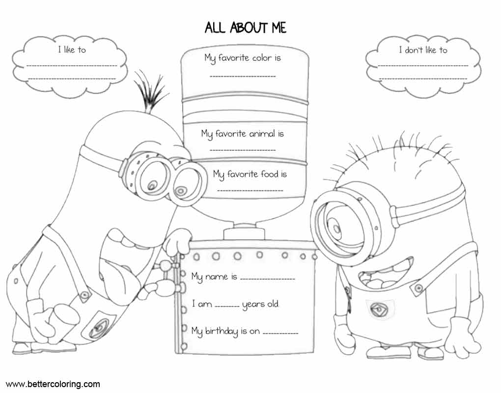 Free All About ME Coloring Pages with Minion printable