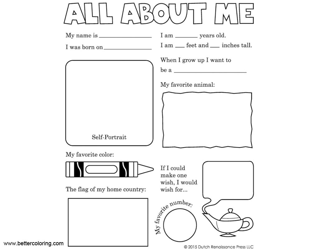 Free All About ME Coloring Pages printable