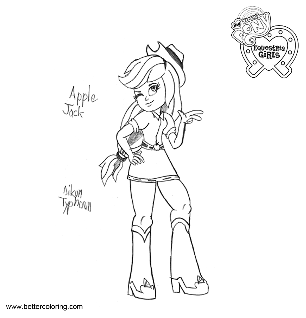 Free Applejack from My Little Pony Equestria Girls Coloring Pages printable