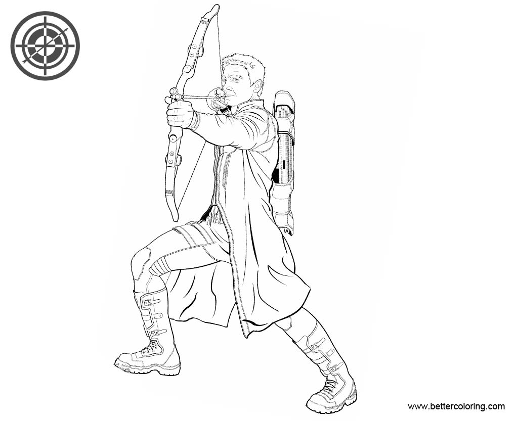 Avengers Superhero Hawkeye Coloring Pages - Free Printable  