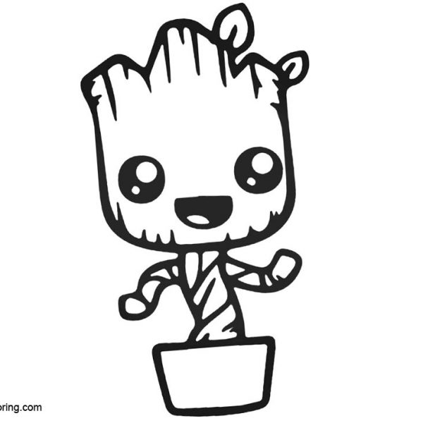 Easy Coloring Pages of Baby Groot - Free Printable Coloring Pages