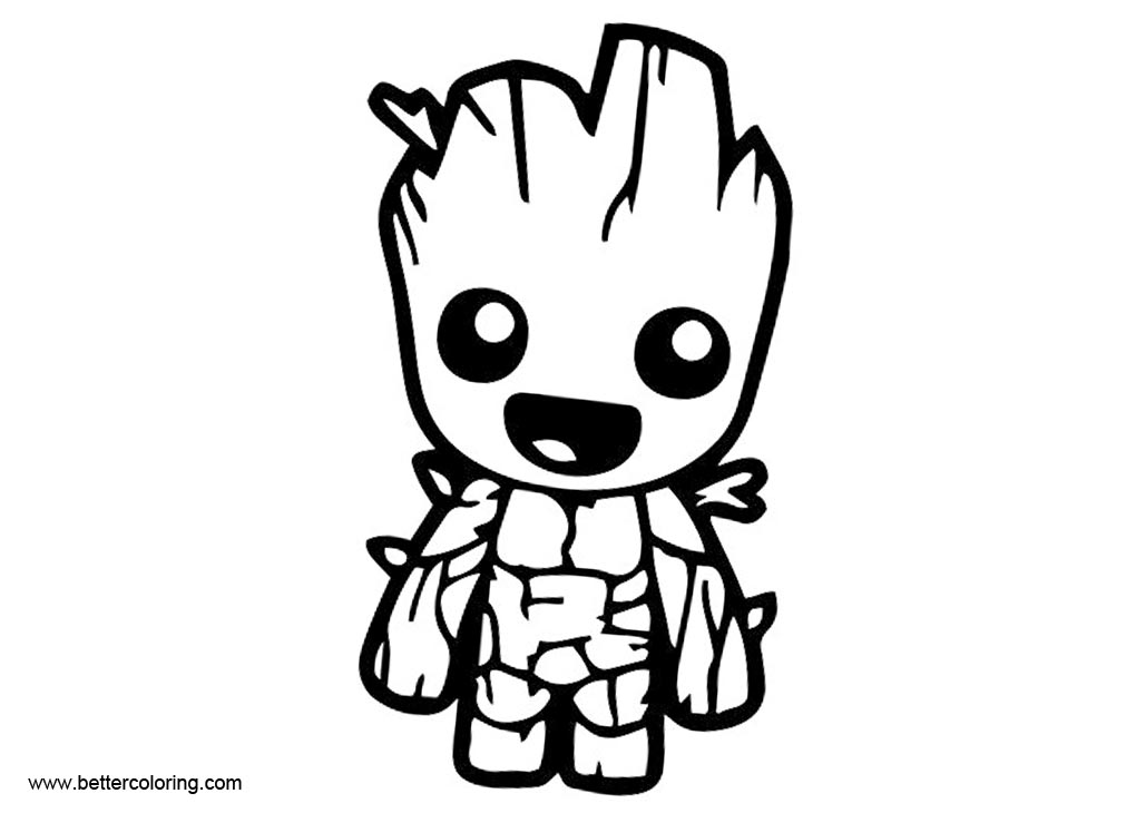 Baby Groot Coloring Pages Black and White - Free Printable Coloring Pages