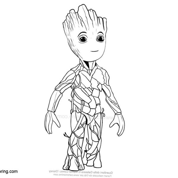Baby Groot Coloring Pages Dancing in the Pot - Free Printable Coloring