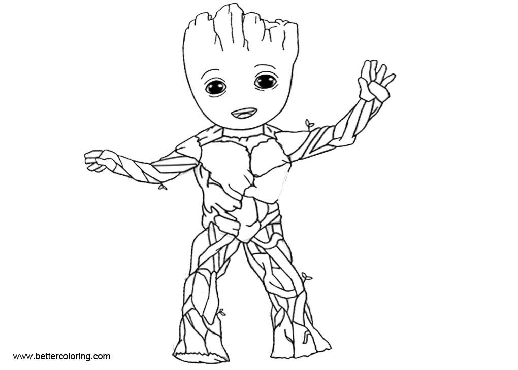 Free Baby Groot Coloring Pages Line Drawing printable