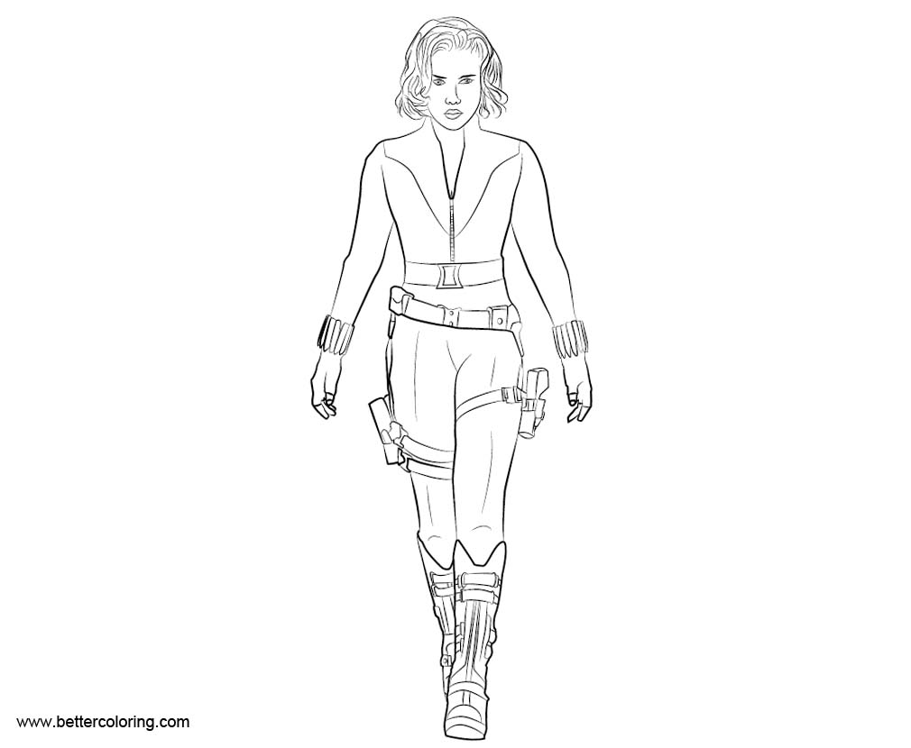 Black Widow Coloring Pages Avengers Outline - Free Printable Coloring Pages