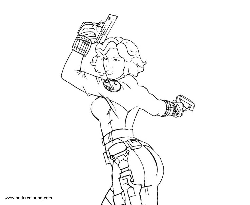 Free Black Widow Coloring Pages Marvel Avengers Sketch printable