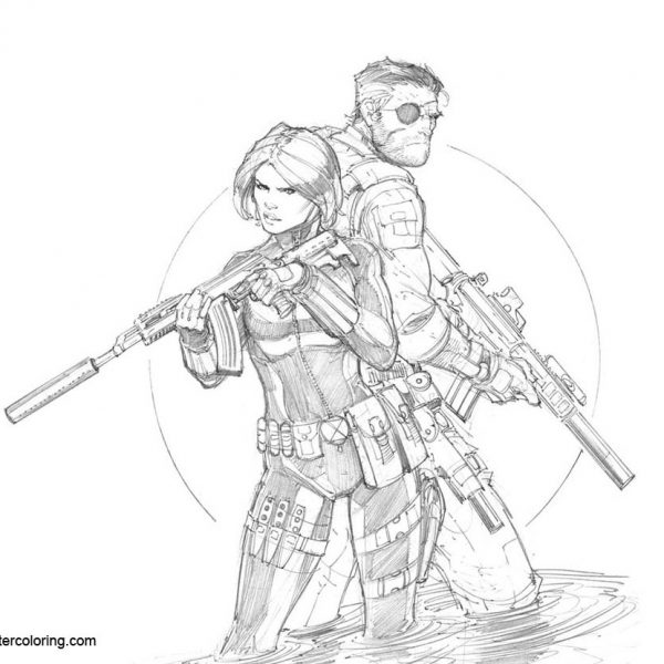 Marvel Avengers Black Widow Coloring - Black Widow Coloring Pages With Nick Fury By Max Dunbar 600x600 