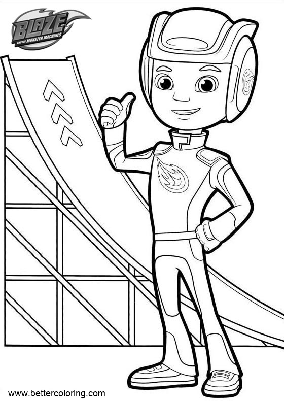 Monster Machines Aj Coloring Pages Blaze Coloring Pages