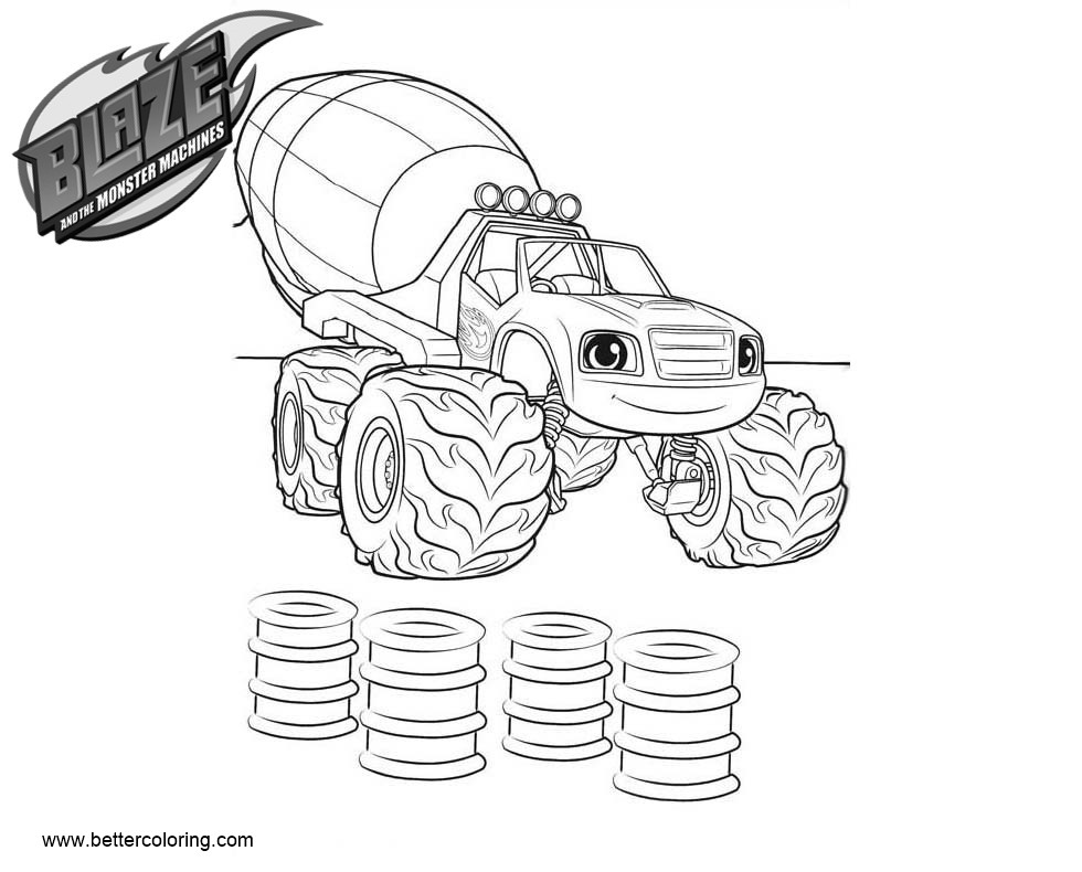 Free Blaze and the Monster Machines Coloring Pages Black and White printable