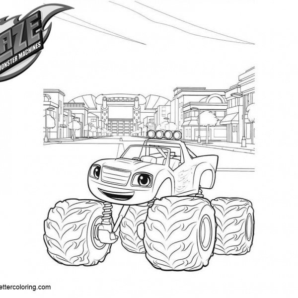 Blaze colouring pages crusher