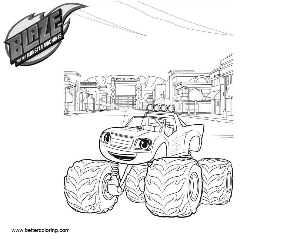 Blaze and the Monster Machines Coloring Pages Blaze Car - Free