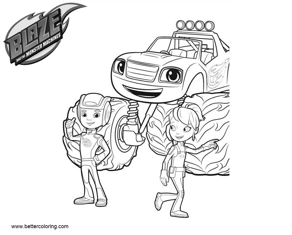 Free Blaze and the Monster Machines Coloring Pages Blaze Gabby and Aj printable