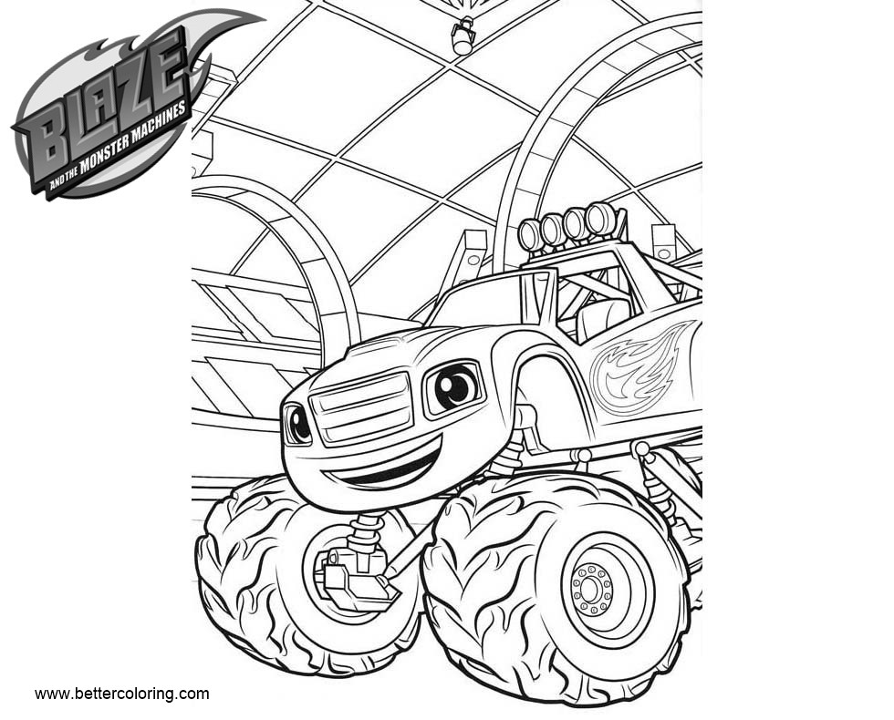 Blaze and the Monster Machines Coloring Pages Happy Blaze - Free ...