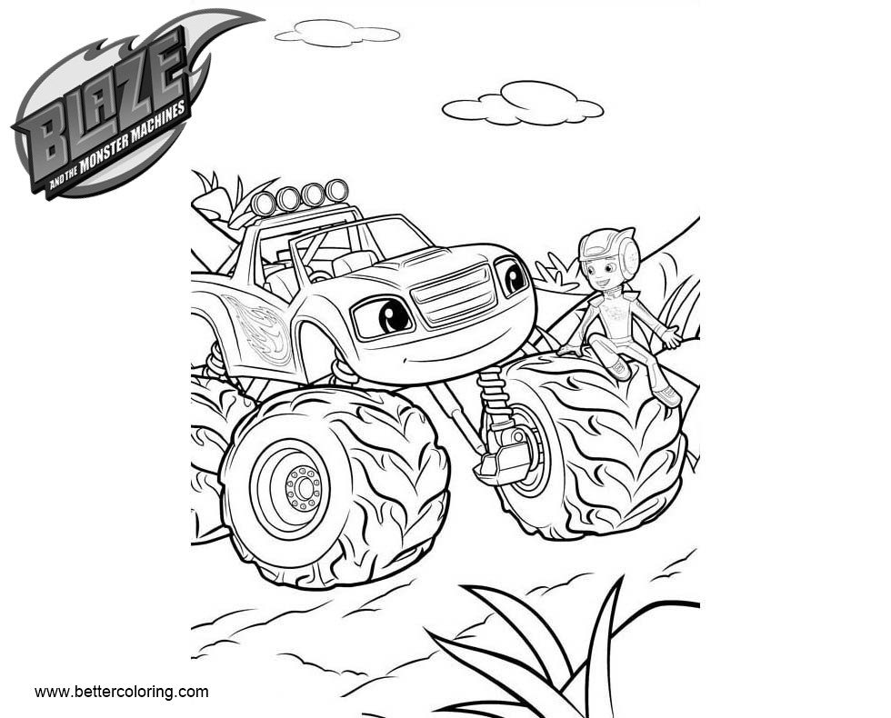 Free Blaze and the Monster Machines Coloring Pages Linear printable