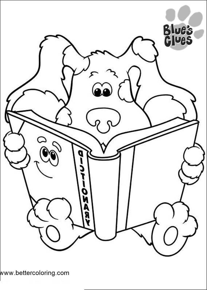 Free Blue's Clues Coloring Pages Reading a Book printable