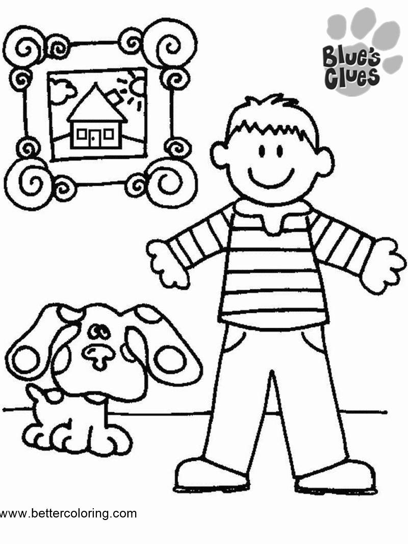 Blue s Clues Coloring Pages Steve And Blue Free Printable Coloring Pages