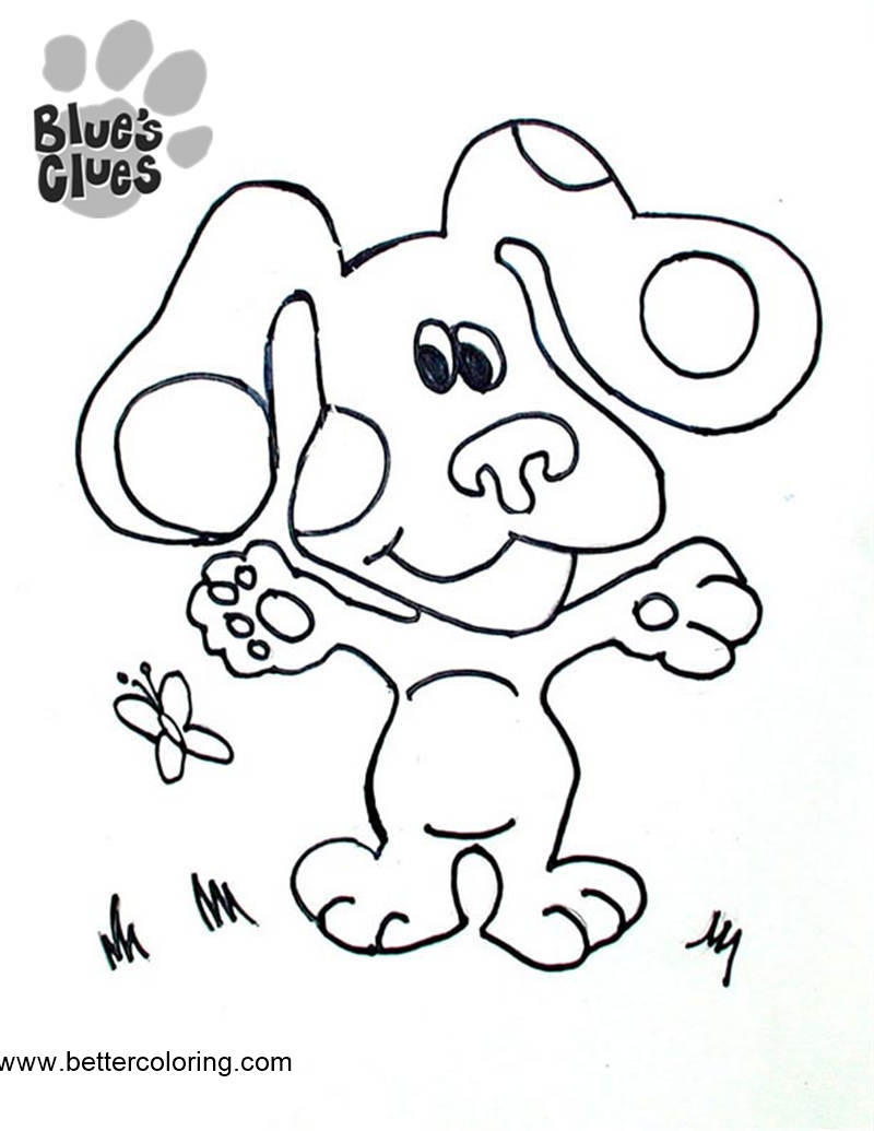 Free Blue's Clues Coloring Pages with Flowers printable