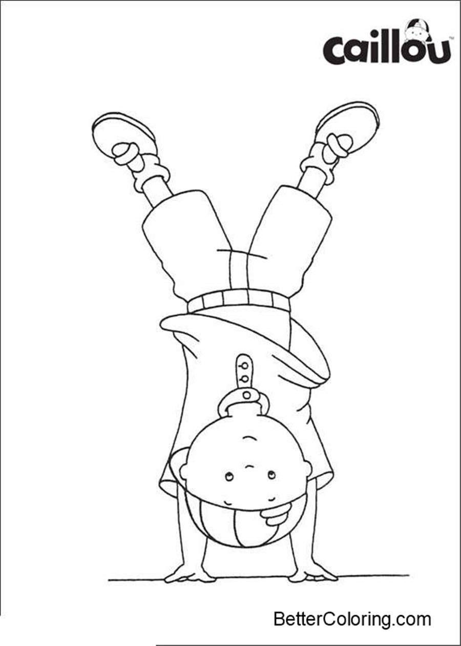 Free Caillou Coloring Pages Lineart Handstand printable