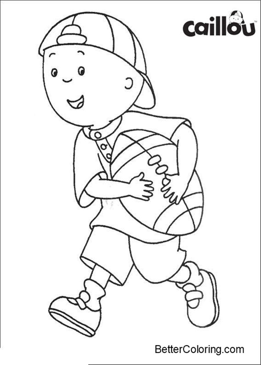 Free Caillou Coloring Pages Play Football Lineart printable