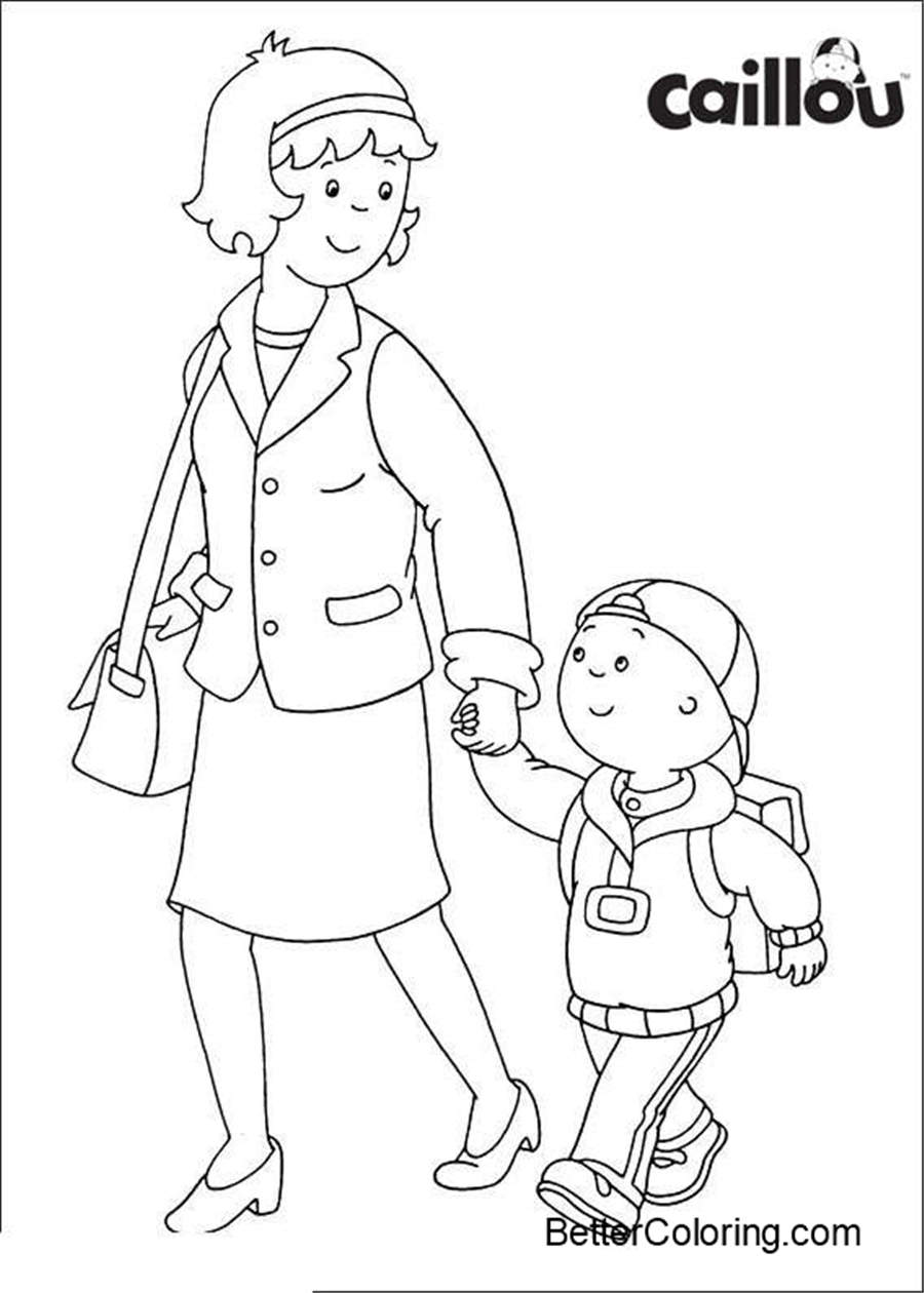 Free Caillou Coloring Pages Printable Go to School printable