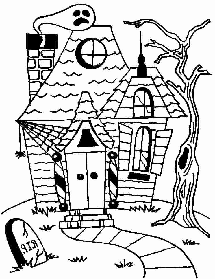 Free Cartoon Haunted House Coloring Pages printable