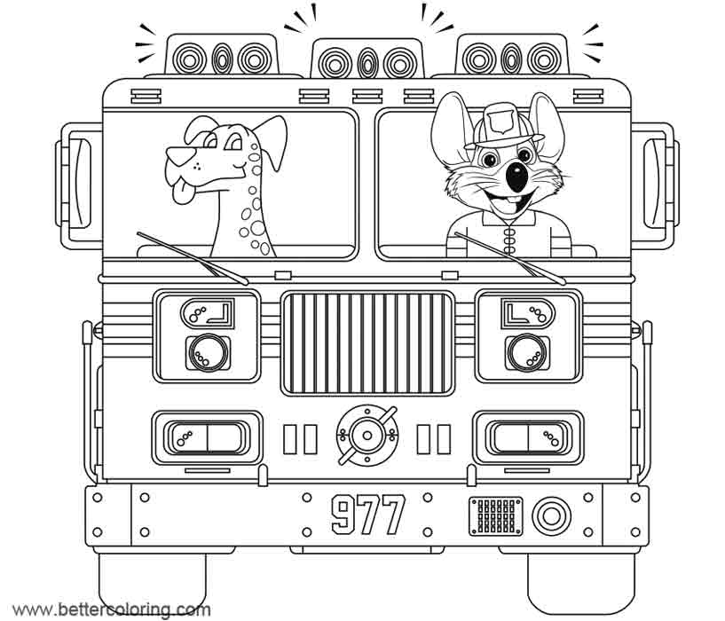 Free Chuck E Cheese Coloring Pages Fire Truck printable