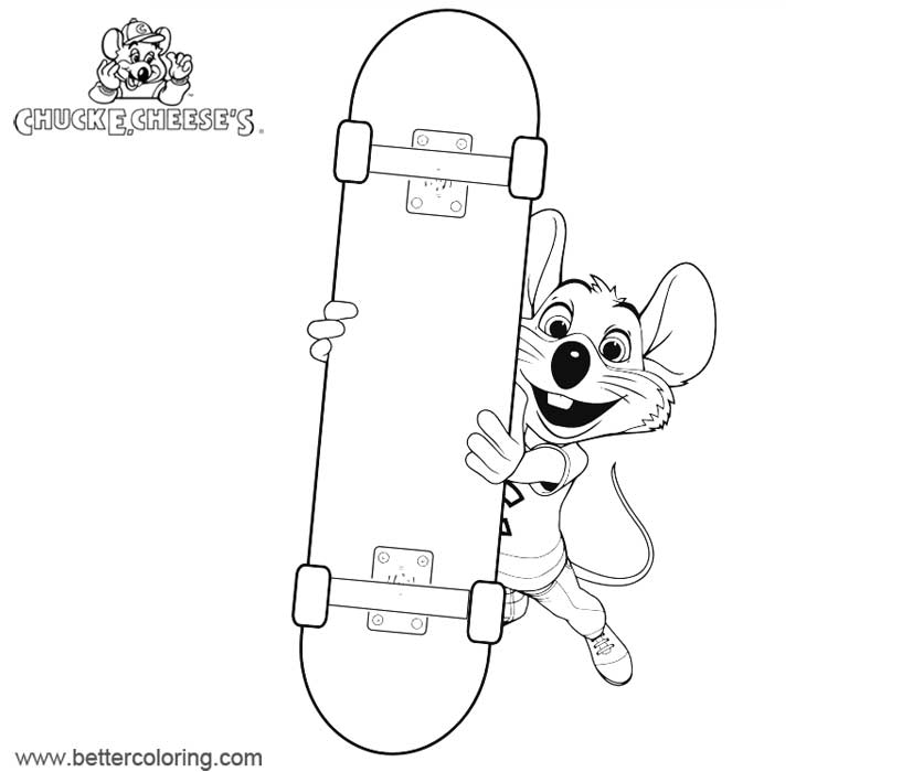 Free Chuck E Cheese Coloring Pages Line Art printable
