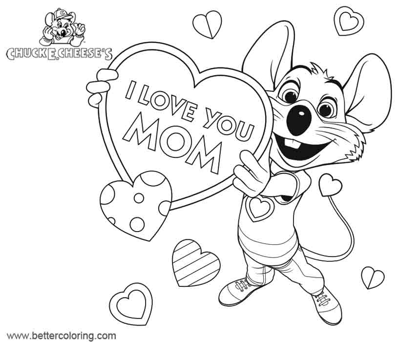 Free Chuck E Cheese Coloring Pages Mothers Day printable