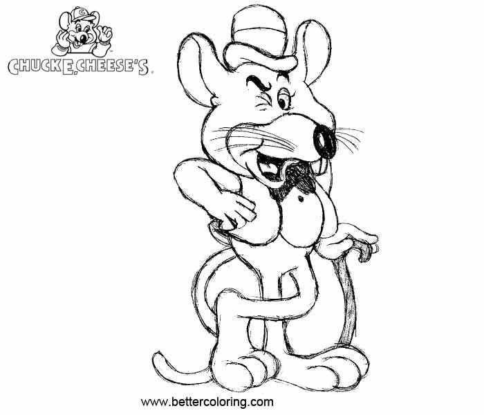 Free Chuck E Cheese Coloring Pages Sketch printable