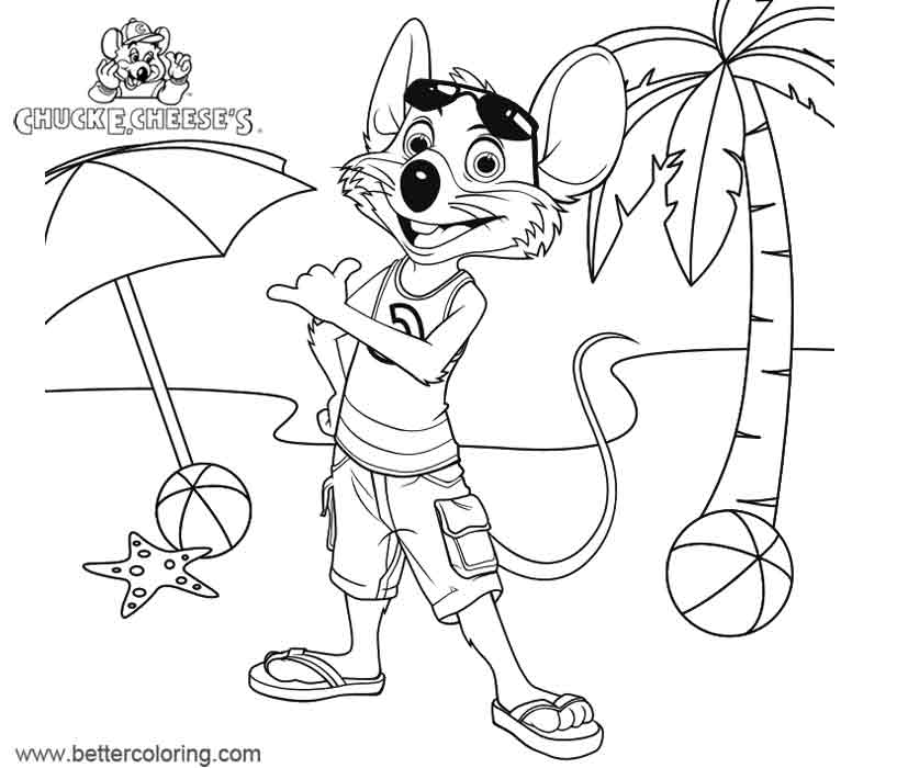 Free Chuck E Cheese Coloring Pages Summer Day printable