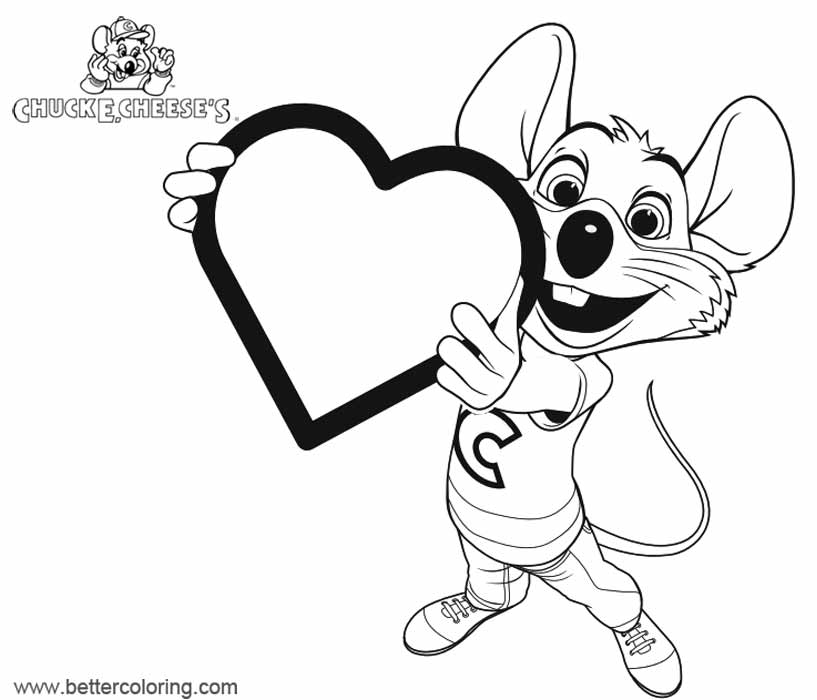 Free Chuck E Cheese Coloring Pages Valentines Day printable