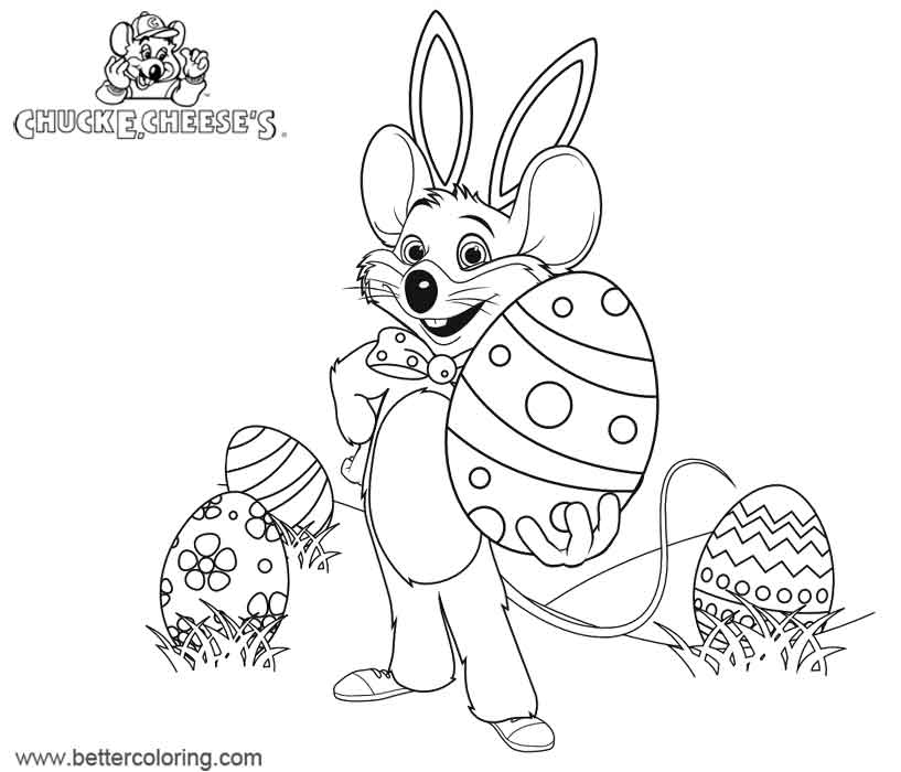 Chuck E Cheese Coloring Pages with Easter Egg - Free Printable Coloring Pages