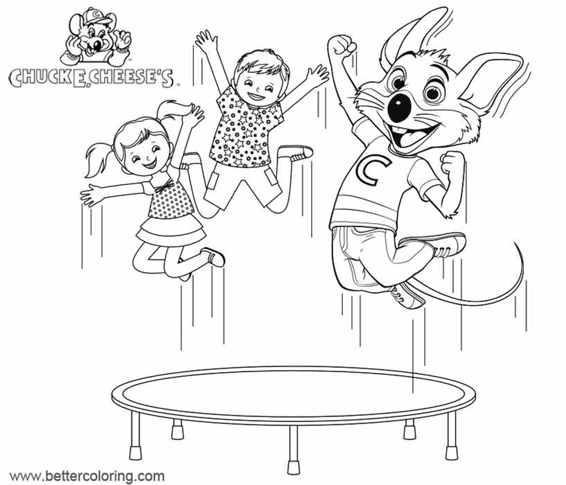 Free Chuck E Cheese Coloring Pages with Friends printable