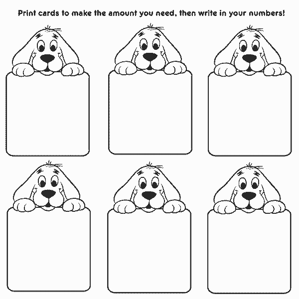 Free Clifford Coloring Pages Number Cards for Preschool printable