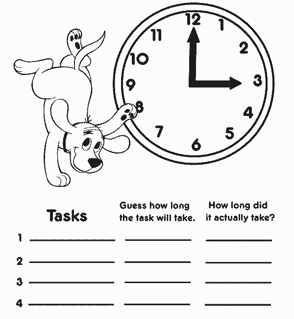 Free Clifford Coloring Pages Task List for Kindergarten printable