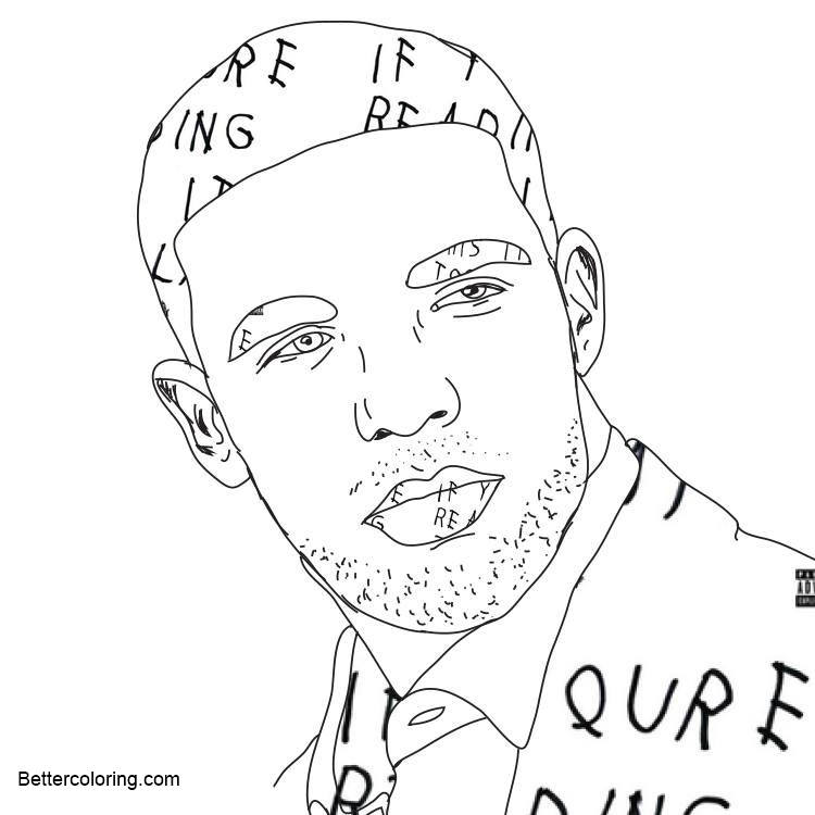 Free Drake Coloring Pages with Letters printable