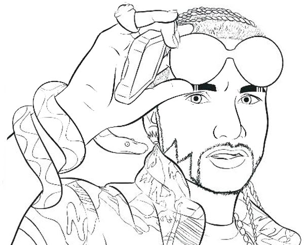 Drake Coloring Pages with Sun glasses - Free Printable Coloring Pages