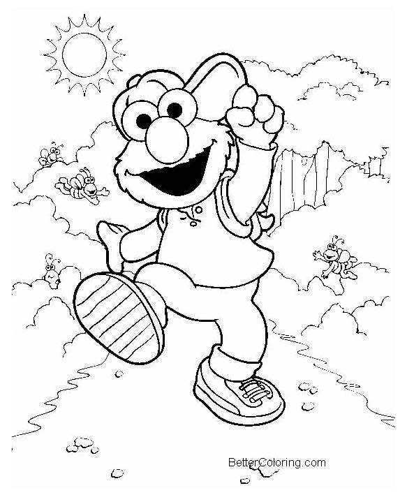 Free Elmo Coloring Pages Go to School printable