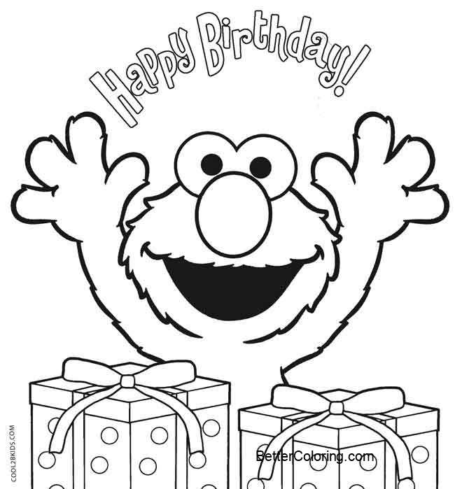 Free Elmo Coloring Pages Happy Birthday printable