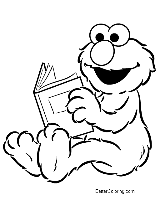 Free Elmo Coloring Pages Reading Book printable